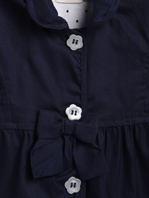 Girls Dark Blue Solid Jacket image number 4